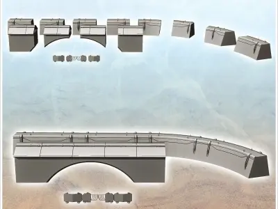 Set of futuristic protective walls and checkpoint barriers 17 -  3D print model