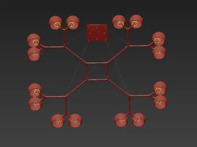 Horus chandelier with balls hanging from it 3D model