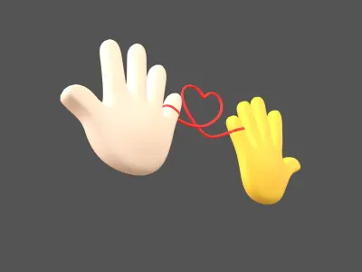 Hand with Red Line Icon v1 012 Low-poly 3D model