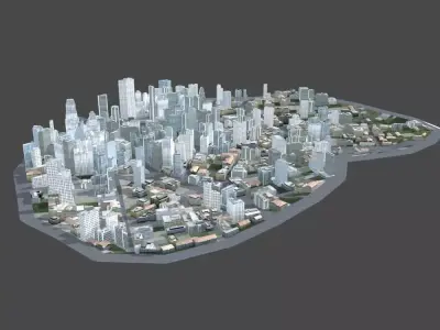 City Scene Low-poly 3D model