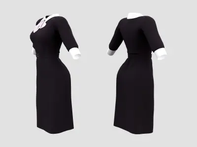 Maid Uniforms With Cravat Low-poly 3D model