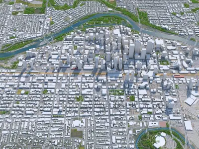 Calgary Downtown Canada Low-poly 3D model