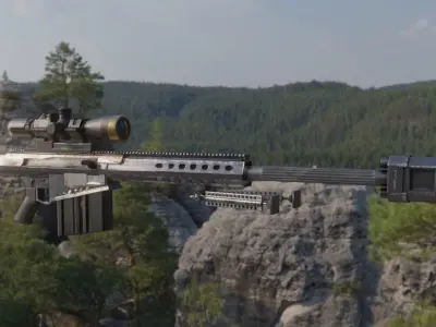 Barret M82A Anti materiel precision sniper rifle Low-poly 3D model