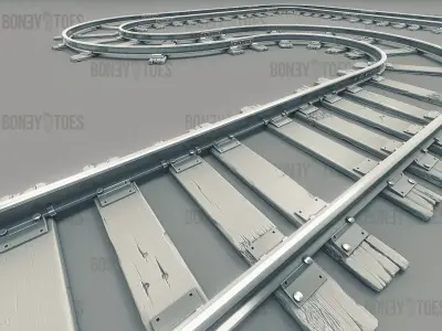 3d Train Railroad Tracks 3D model