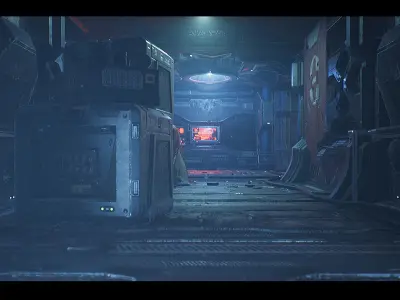 Sci-Fi Futuristic Corridor Low-poly 3D model