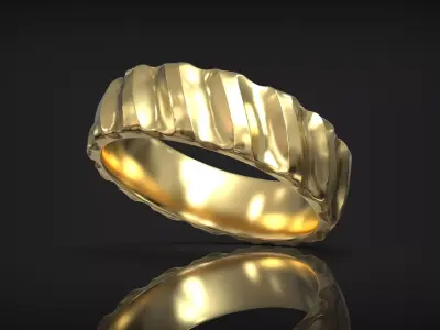 Abstract Textured Pattern Hammered Wedding Band 3D print model