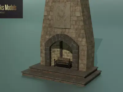 Inglenook Fireplace Low-poly 3D model