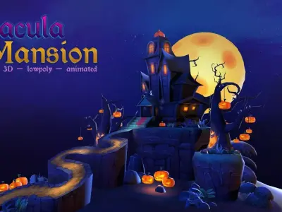 Dracula Mansion Low-poly 3D model