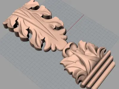 Door Post flower 3D STL Model for CNC Router Carving E978 3D model