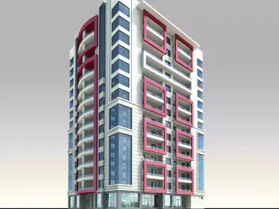 Apartment Architectural 3d Model with Render Scene Low-poly 3D model