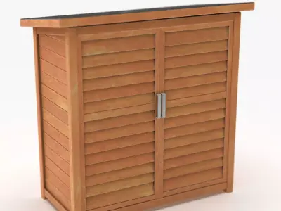 Wooden Cabinet For Garden Low-poly 3D model