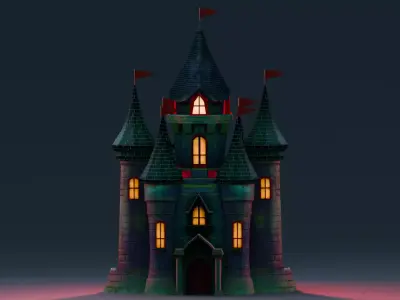 Stylized Halloween Props - Haunted Castle Low-poly 3D model