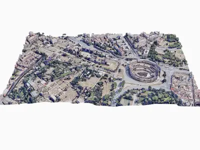 Colosseum and The Roman Forum Low-poly 3D model