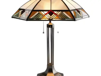 Tiffany Style Geometric Table Lamp Low-poly 3D model
