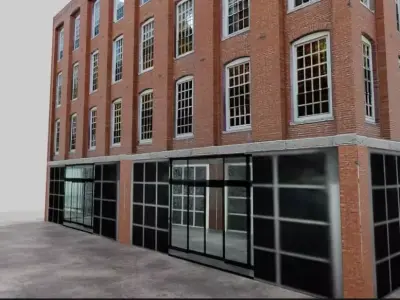 Building architectural-street Low-poly 3D model Low-poly 3D model