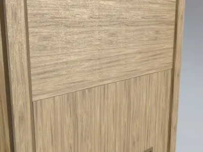 Wooden Door with Frame and Vision Panel Low-poly 3D model