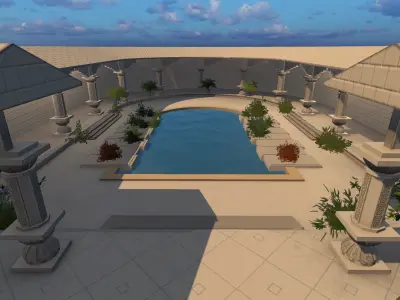 Ancient Indian Swimming Pool Free low-poly 3D model