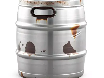 Aged Metal Beer Keg PBR Low-poly 3D model