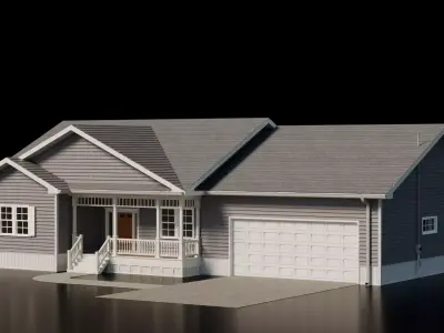 American Cottage House 1 - Empty Interior Low-poly 3D model