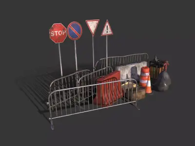 Street Traffic Asset Pack Low-poly 3D model
