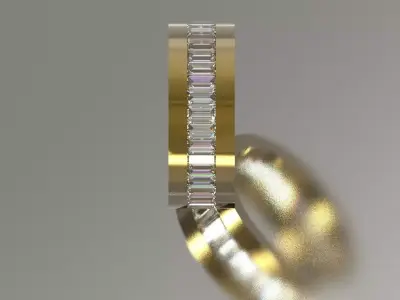 Baget Cut Diamond Eternity STL 3D Band in Gold rr0057 3D print model purchase