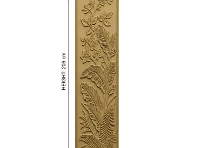 Modern Flower Relief Panel Wall Decor Set STL Mural CNC 381 3D model