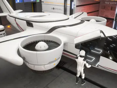  Sci-Fi Compact Jet Propulsion Module White 