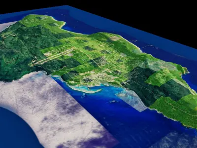 Tinian Island full 3d model terrain Low-poly 3D model