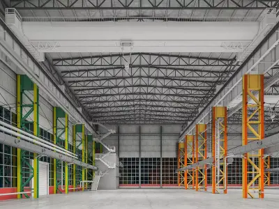 Industrial Building Interior 01 Low-poly 3D model