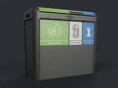 Street Trash Can 32 PBR Game Ready Low-poly 3D model