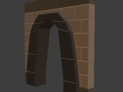 Doorway side of brick wall Low-poly 3D model