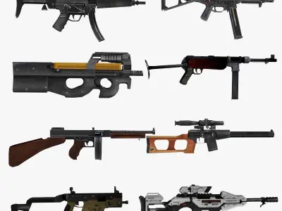 Weapon SMG Thompson Vector VSS  UMP  CG15 MP5 MP40 P90 3D model