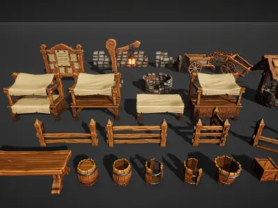 Whimsy Town Vol  1  Scenery Essentials   Low-poly 3D model