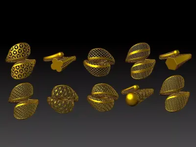 10 BEAUTIFUL LIGHT WEIGHT RINGS READY TO PRINT 3D Model Pack