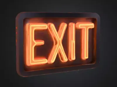 Neon Exit Sign Low-poly 3D model