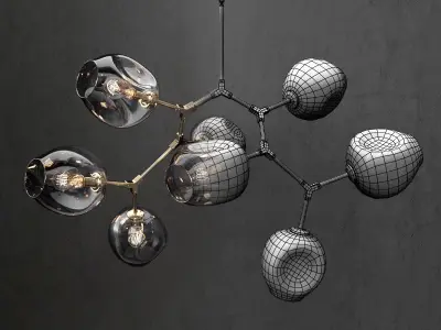 Branching bubble 8 lamps 2 DARK  GOLD 3D model