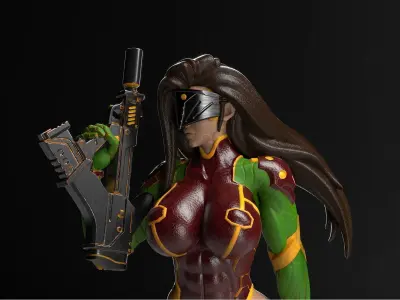 Hawkgirl woman on table 3D print model