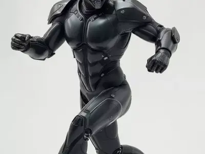 Futuristic Black Tactical Exosuit Modular Armor and Helmet Low-poly 3D model