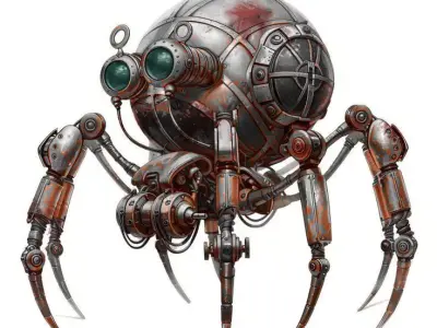 Rusty Mech Walker Low-poly 3D model