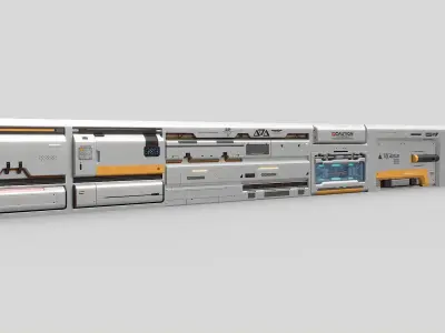 Scifi  Wall  Modular Kit Vol 1 Low-poly 3D model