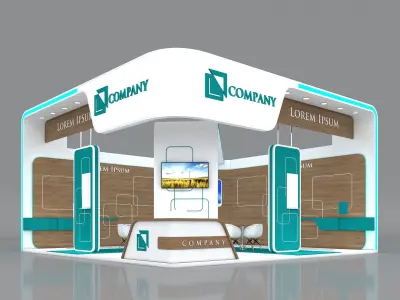 Exhibition Booth Stand Stall 8x8m Height 450 cm 2 Side Open 3D model