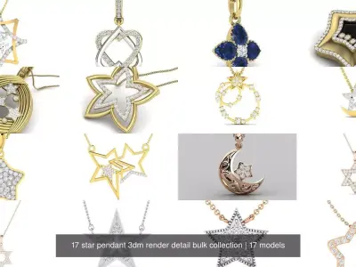 17 star pendant 3dm render detail bulk collection 3D Model Pack