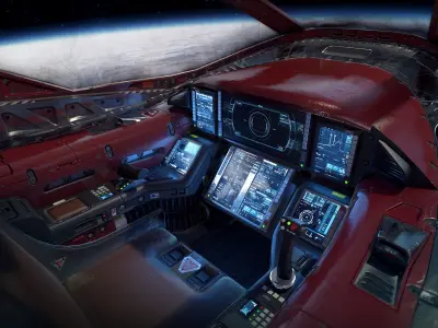 Sci Fi Light Fighter Cockpit Low-poly 3D model