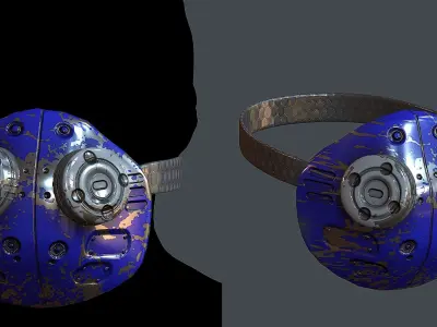 Gas mask helmet 3d model scifi Low-poly  Low-poly 3D model 485