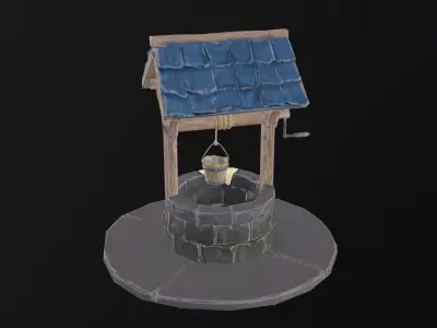Stone well Low-poly 3D model