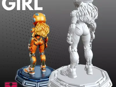 Cyber Girl STL Futuristic Warrior 3D Model 3D print model