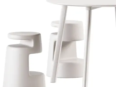 Hay CPH Deux 220 Round Table and Stool 2525 JR by Alma Design 3D model