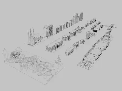 Cartoon City Pack Low-poly 3D model