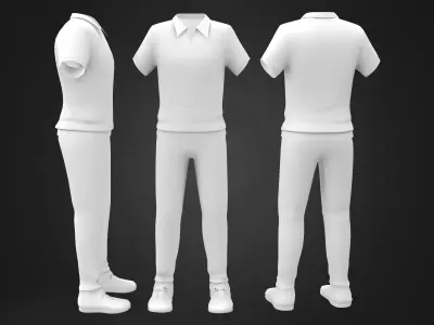 Mens Golf Outfit Low-poly 3D model