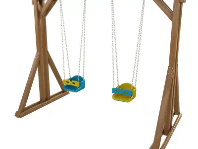 Wooden Playground Swing For Kid and Games model Low-poly 3D model
